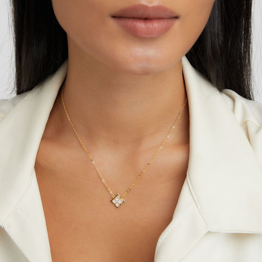 Collier Dalia Trèfle Iris Blanc