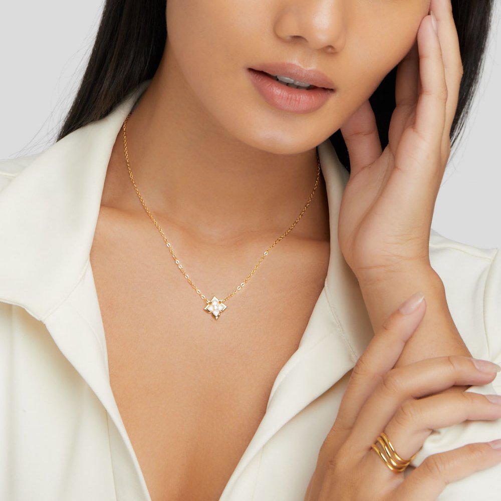 Collier Dalia Trèfle Iris Blanc