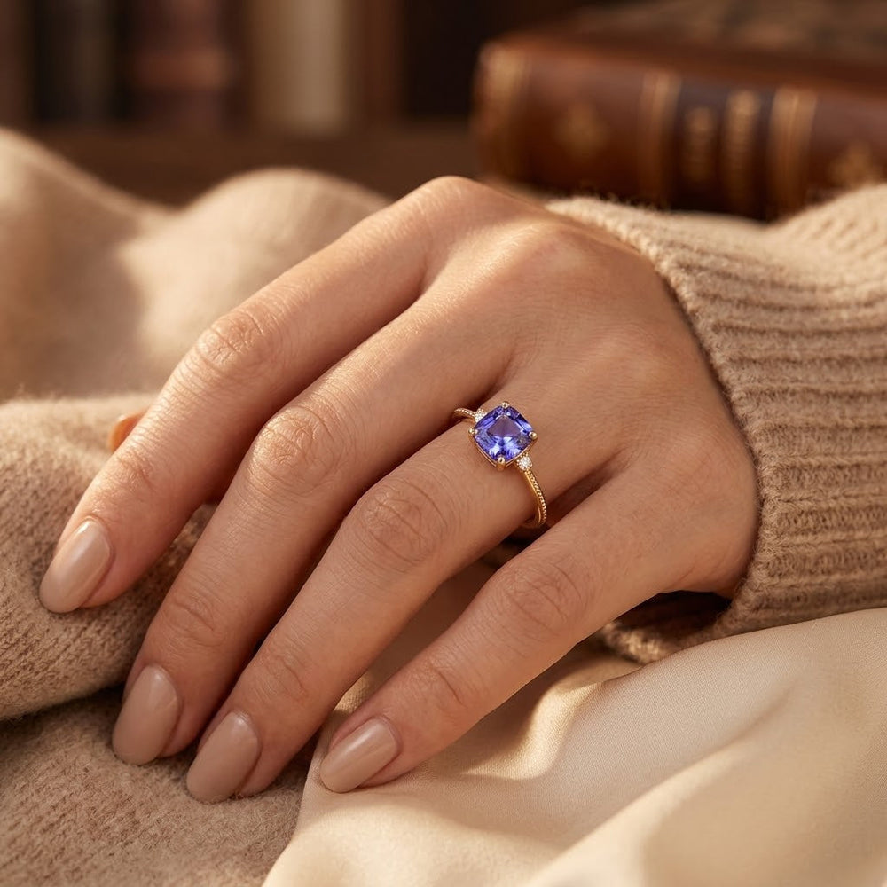 Bague Solitaire en Or et Améthyste