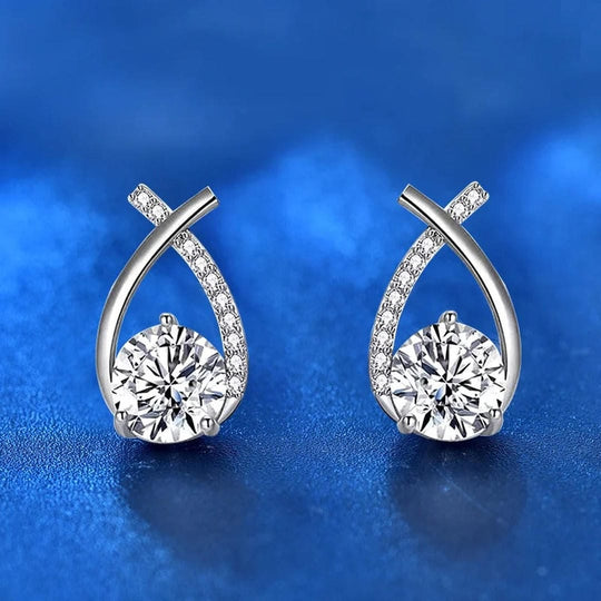 Boucles d'oreilles en cubic à goutte d'eau torsadée de luxe