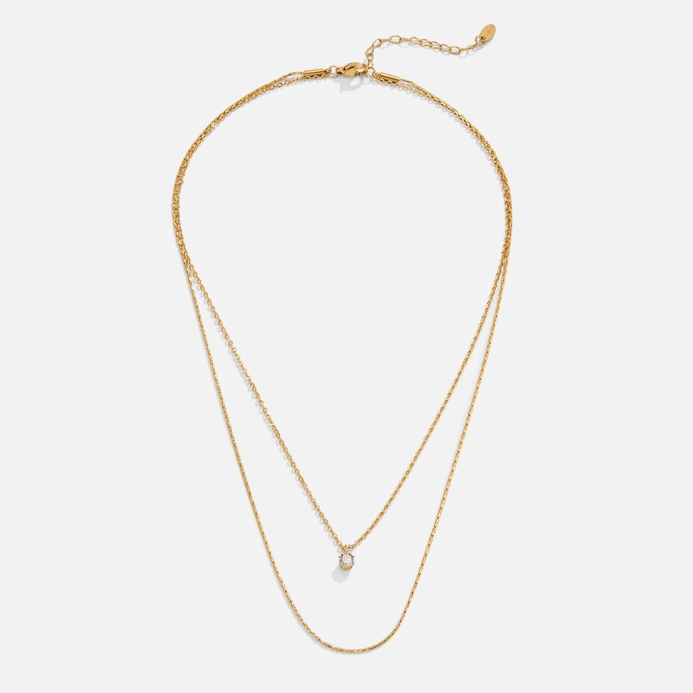 Collier superposé en cristal et or Dina