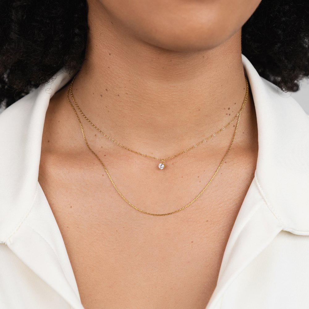 Collier superposé en cristal et or Dina