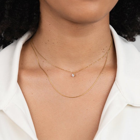 Collier superposé en cristal et or Dina