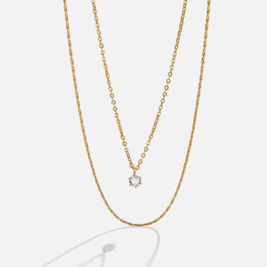 Collier superposé en cristal et or Dina