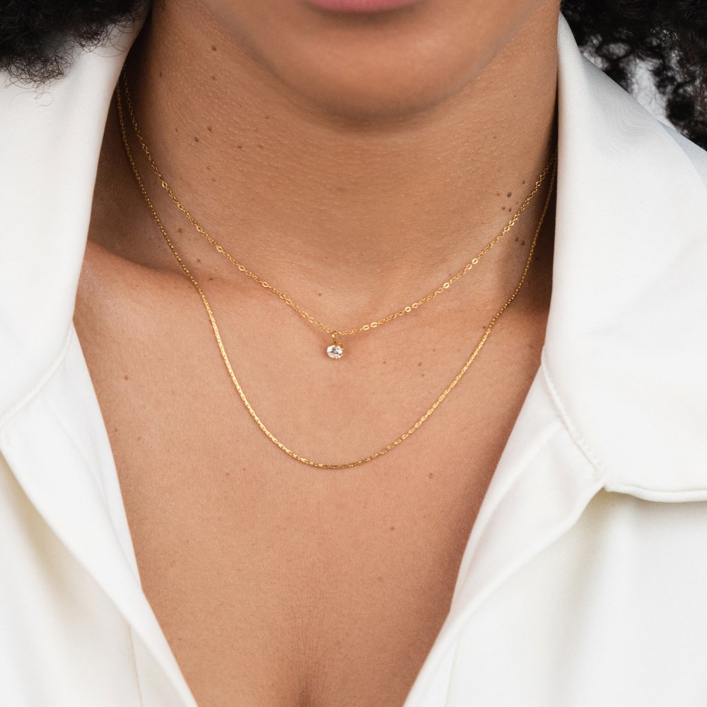 Collier superposé en cristal et or Dina
