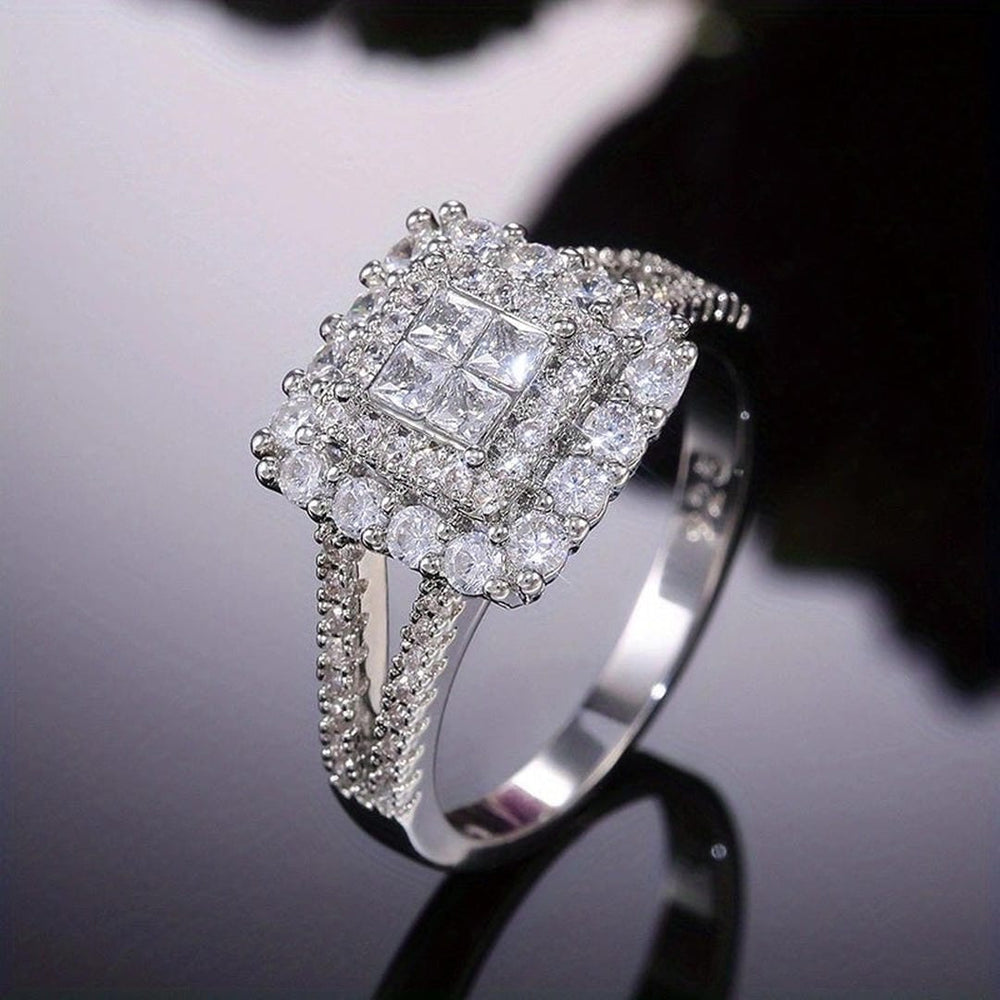 Bague de Mariage en Zirconia en Forme Carrée