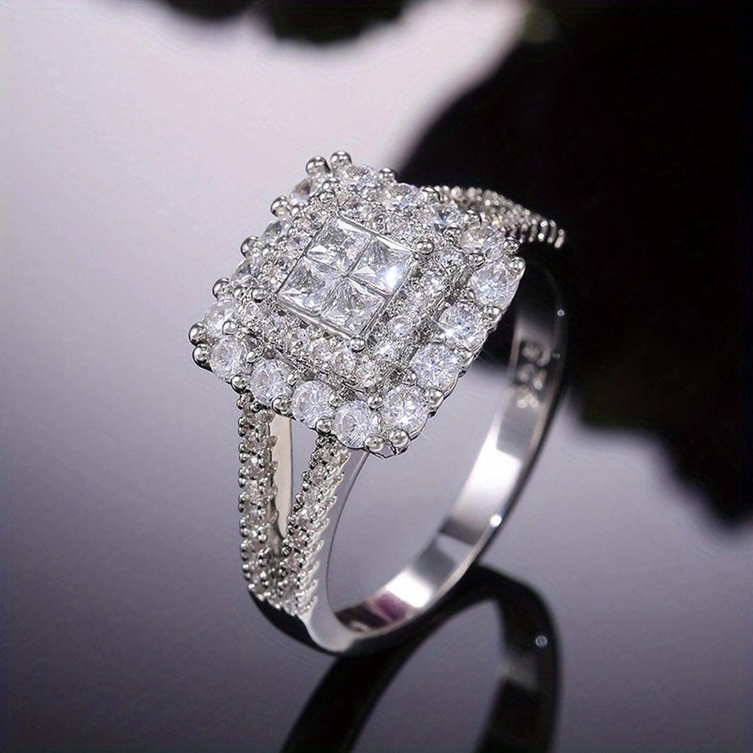Bague de Mariage en Zirconia en Forme Carrée