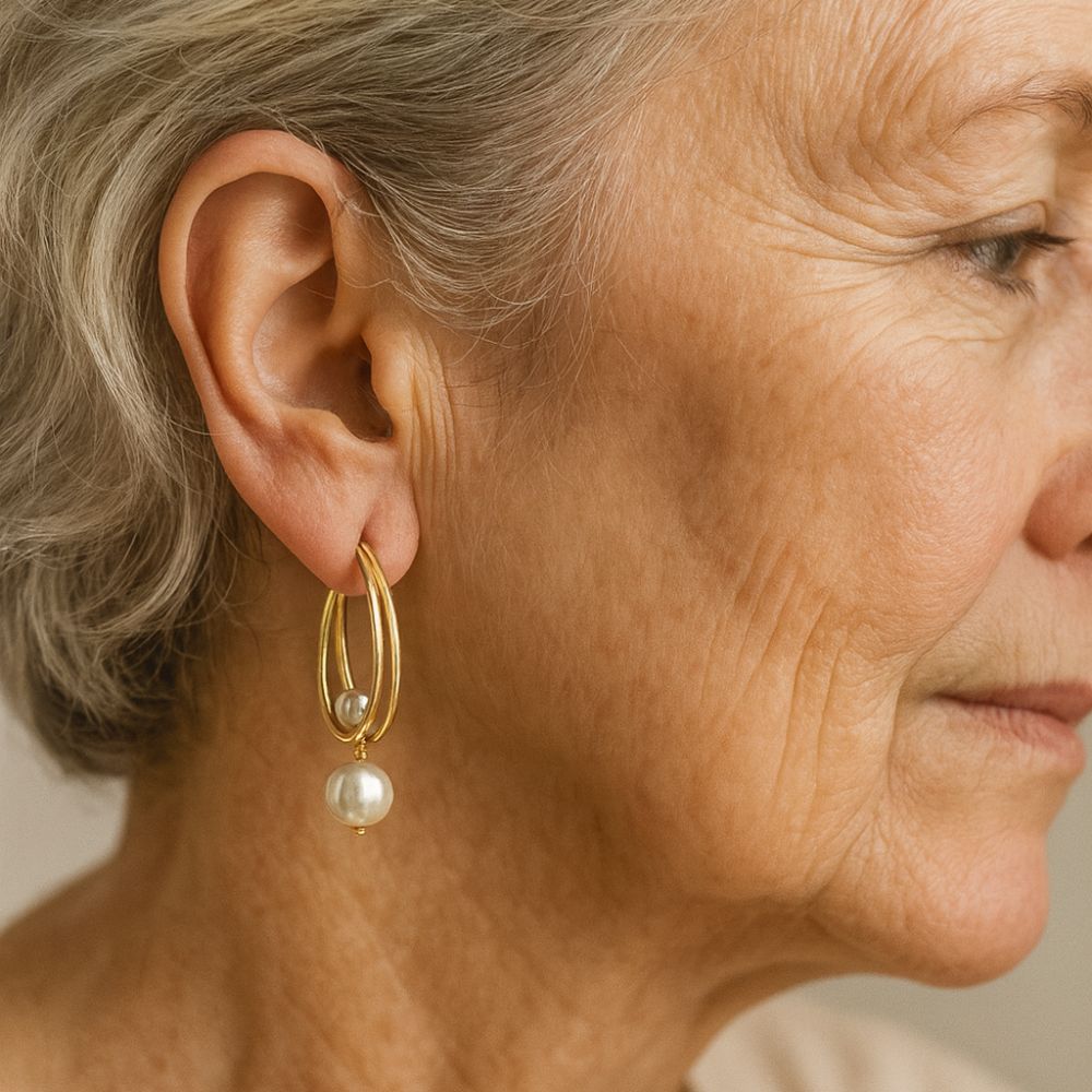Boucles d'oreilles vintage en perles dorées