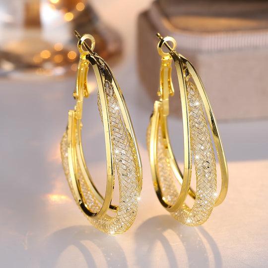 Boucles d'oreilles de luxe en zircon et en or blanc