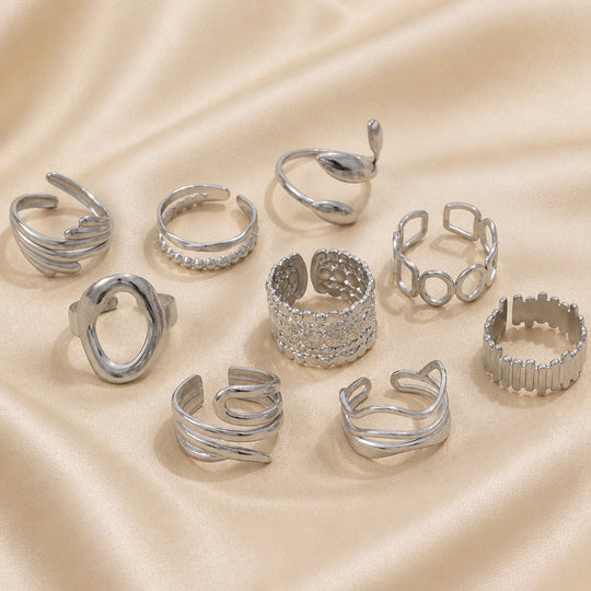 Bague vintage empilable en or blanc
