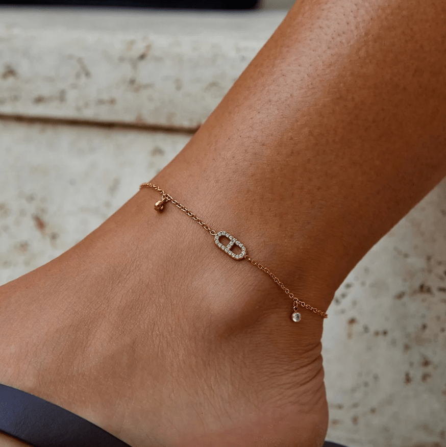 Bracelet de Cheville Cristal Eliza en Or