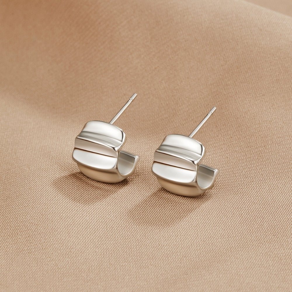 Boucles d'Oreilles Créoles Mini Vague Argent