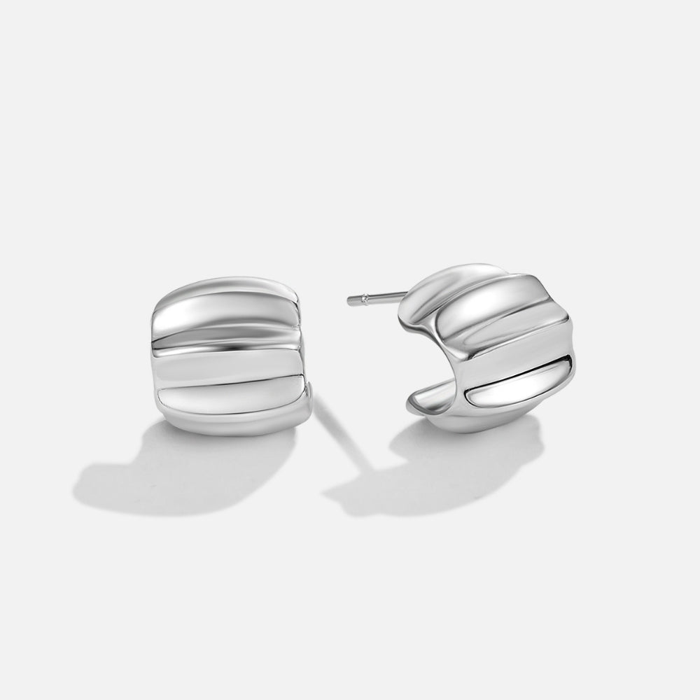 Boucles d'Oreilles Créoles Mini Vague Argent