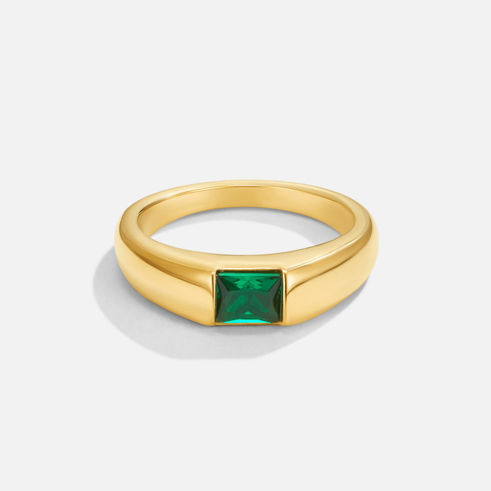 Bague en Or Écarlate et Émeraude