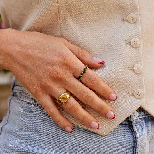 Bague en Cristal Émeraude 18K