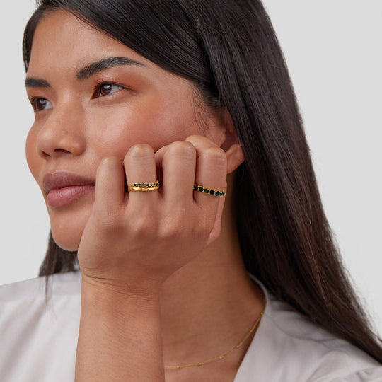 Bague en Cristal Émeraude 18K