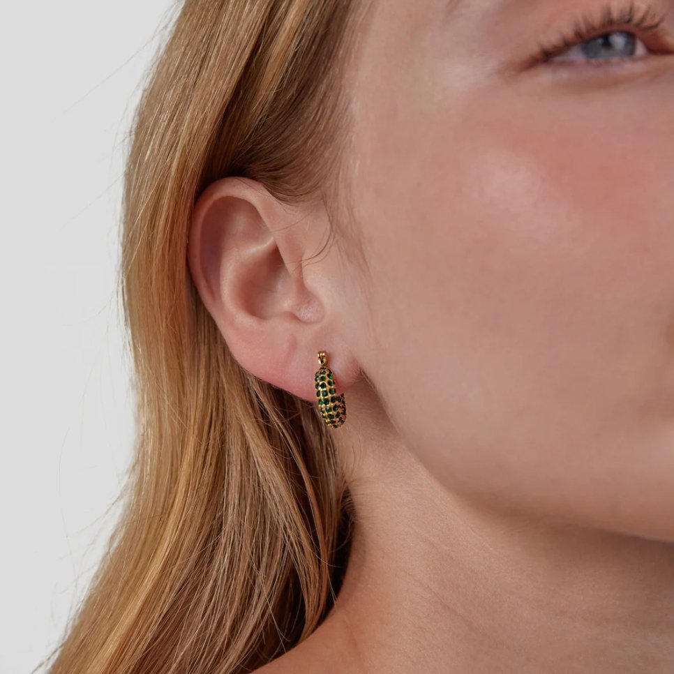 Boucles d'oreilles créoles Émeraude Beauté
