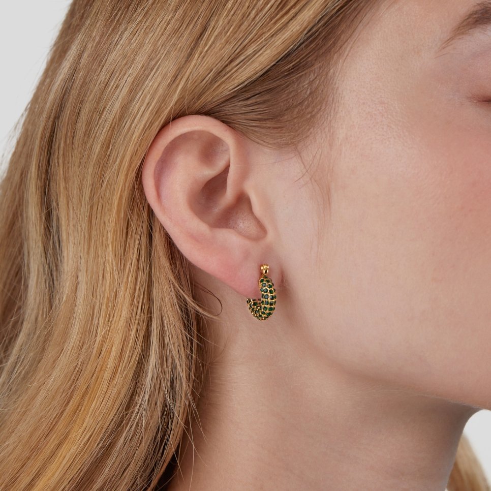 Boucles d'oreilles créoles Émeraude Beauté