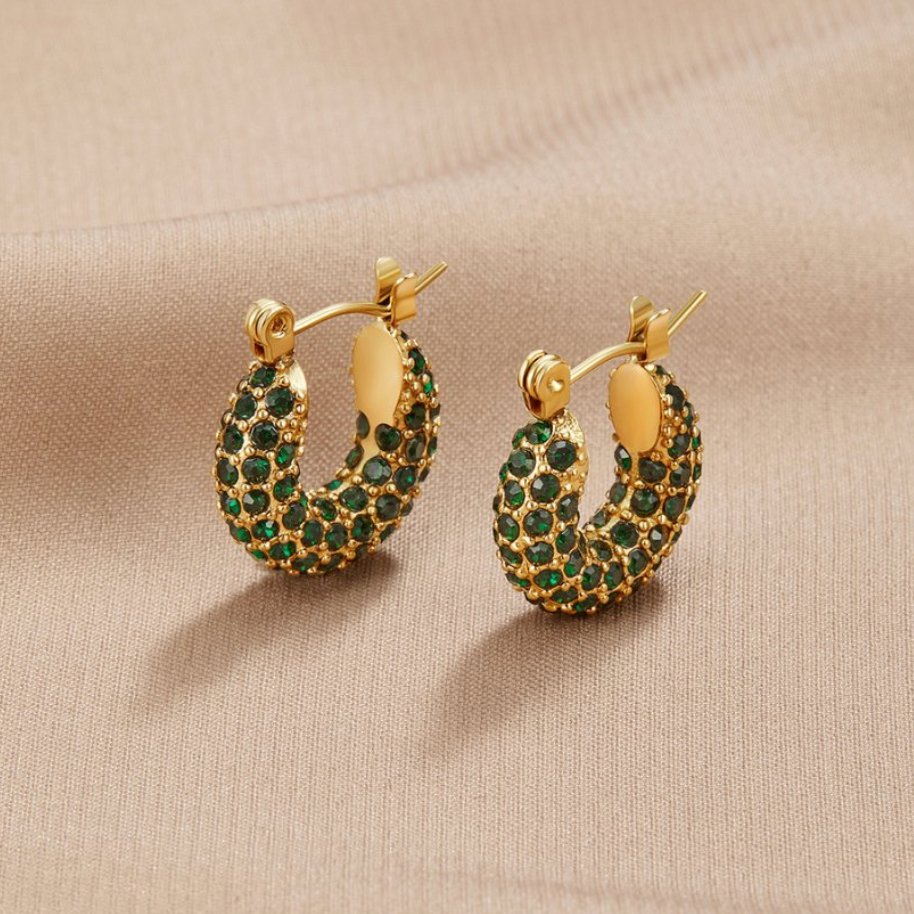Boucles d'oreilles créoles Émeraude Beauté