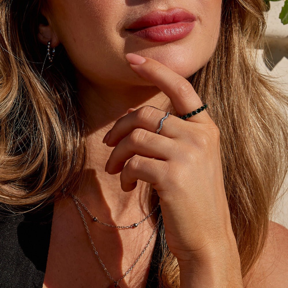 Bague Argent Cristal Beauté Émeraude