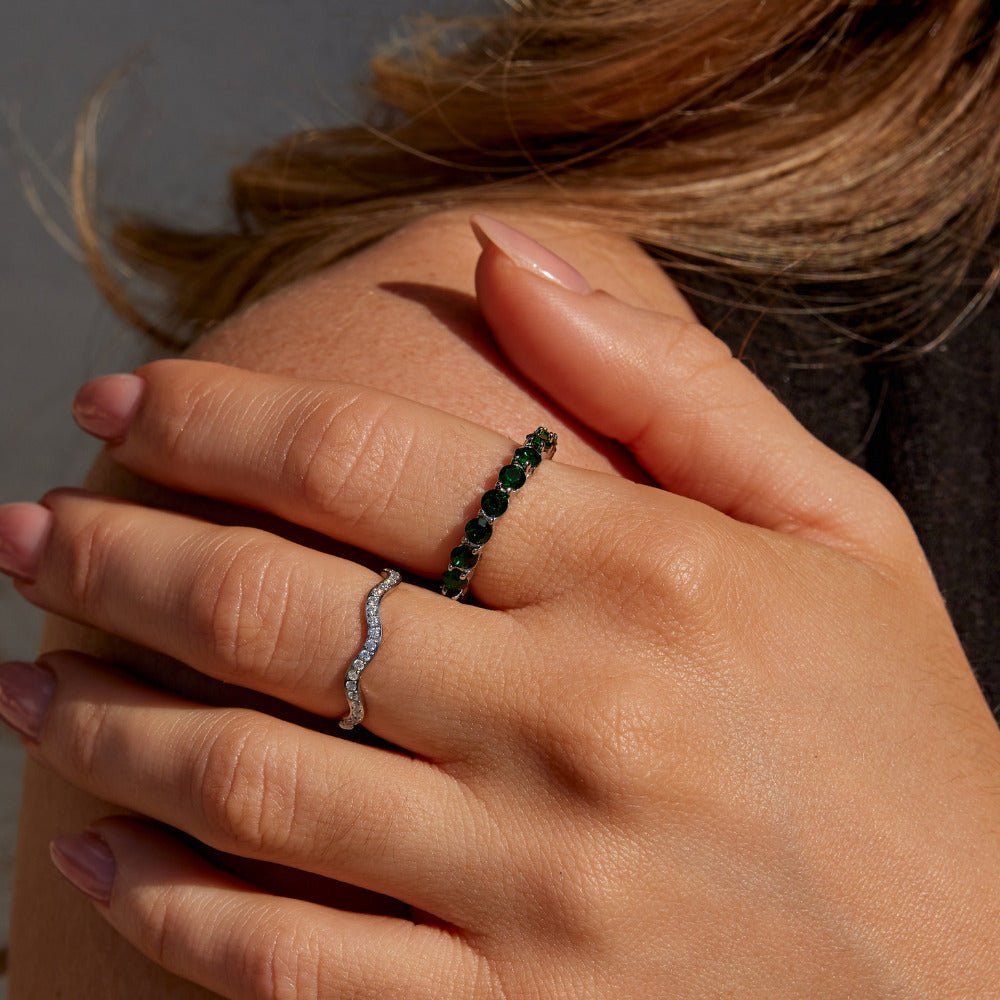 Bague Argent Cristal Beauté Émeraude
