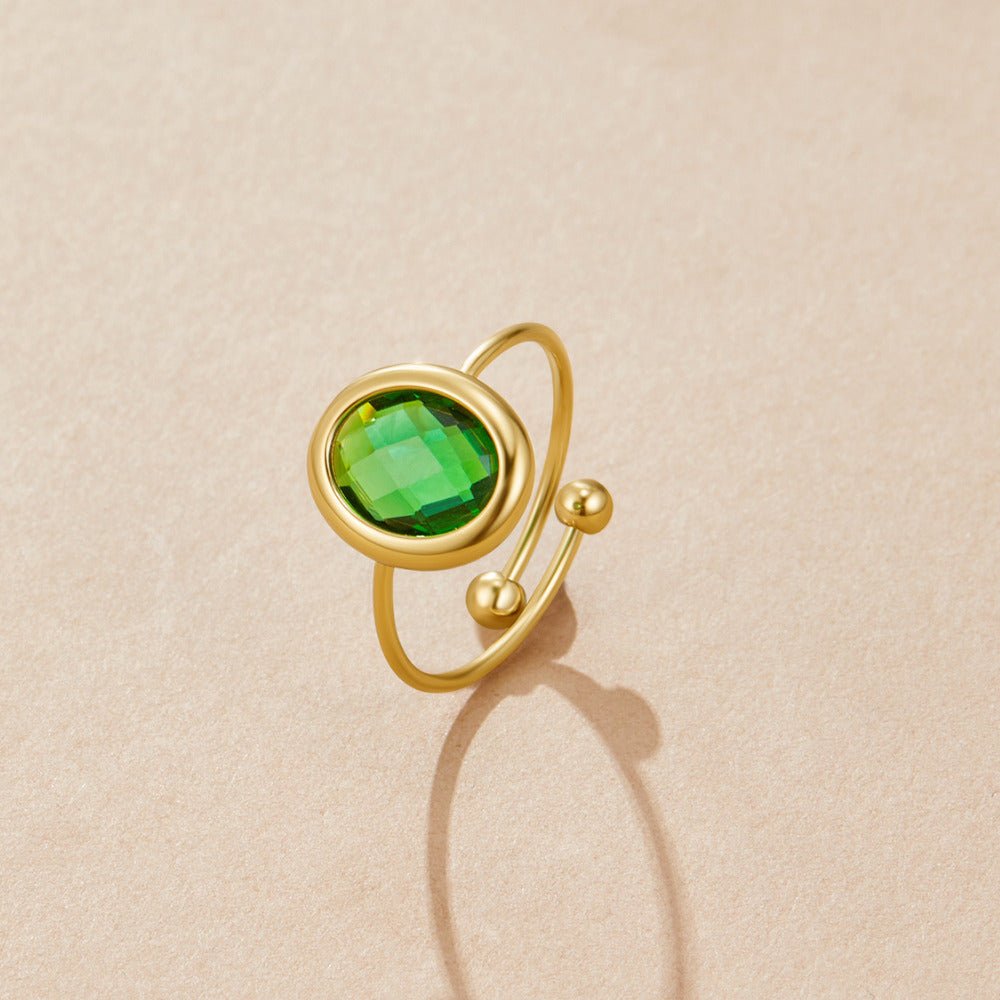 Bague en Or avec Cristal Vert Émeraude