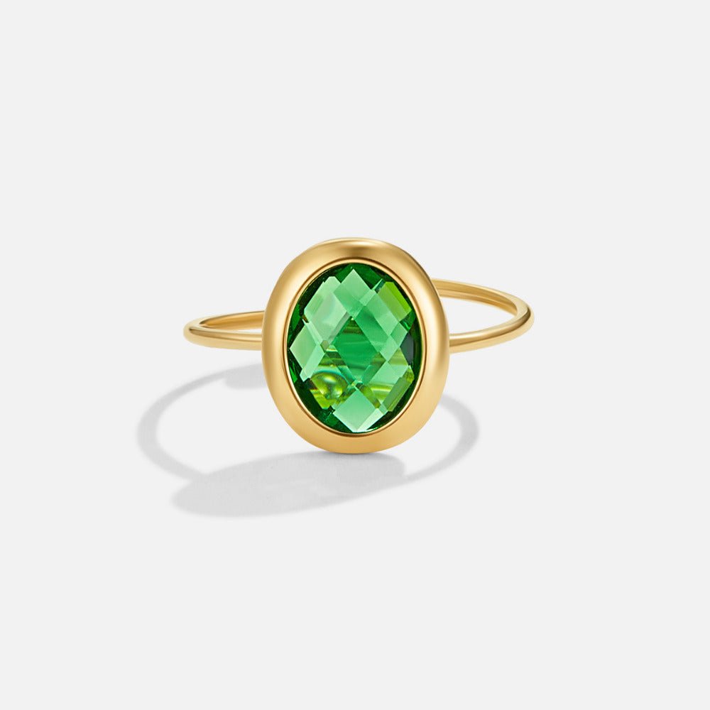 Bague en Or avec Cristal Vert Émeraude