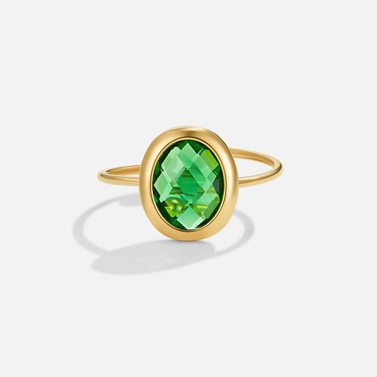 Bague en Or avec Cristal Vert Émeraude