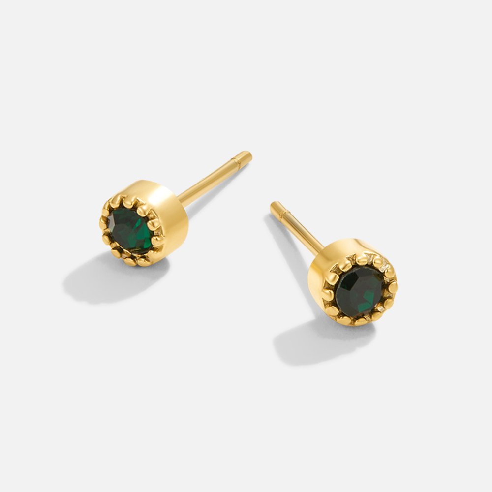 Boucles d'oreilles puces vert émeraude