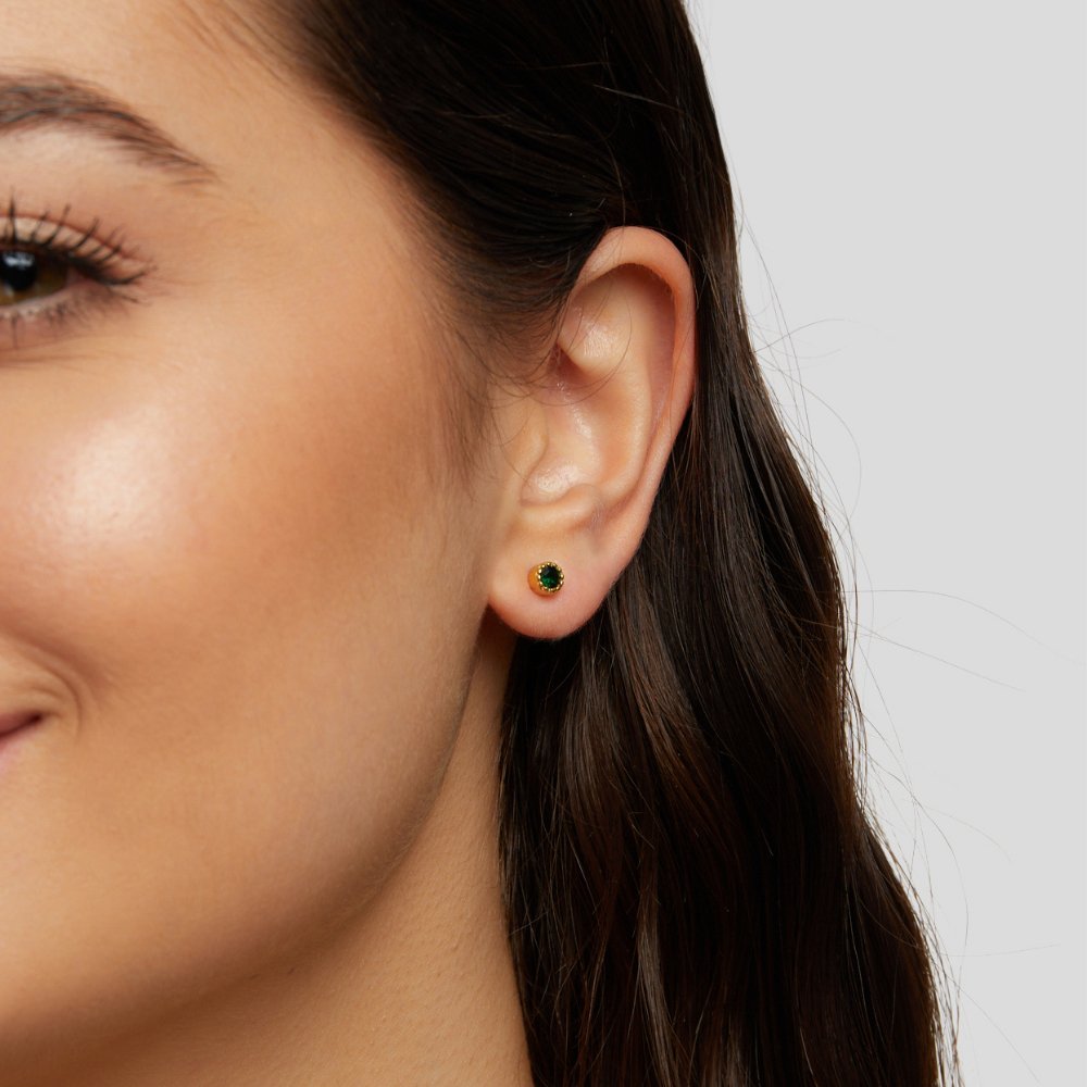 Boucles d'oreilles puces vert émeraude