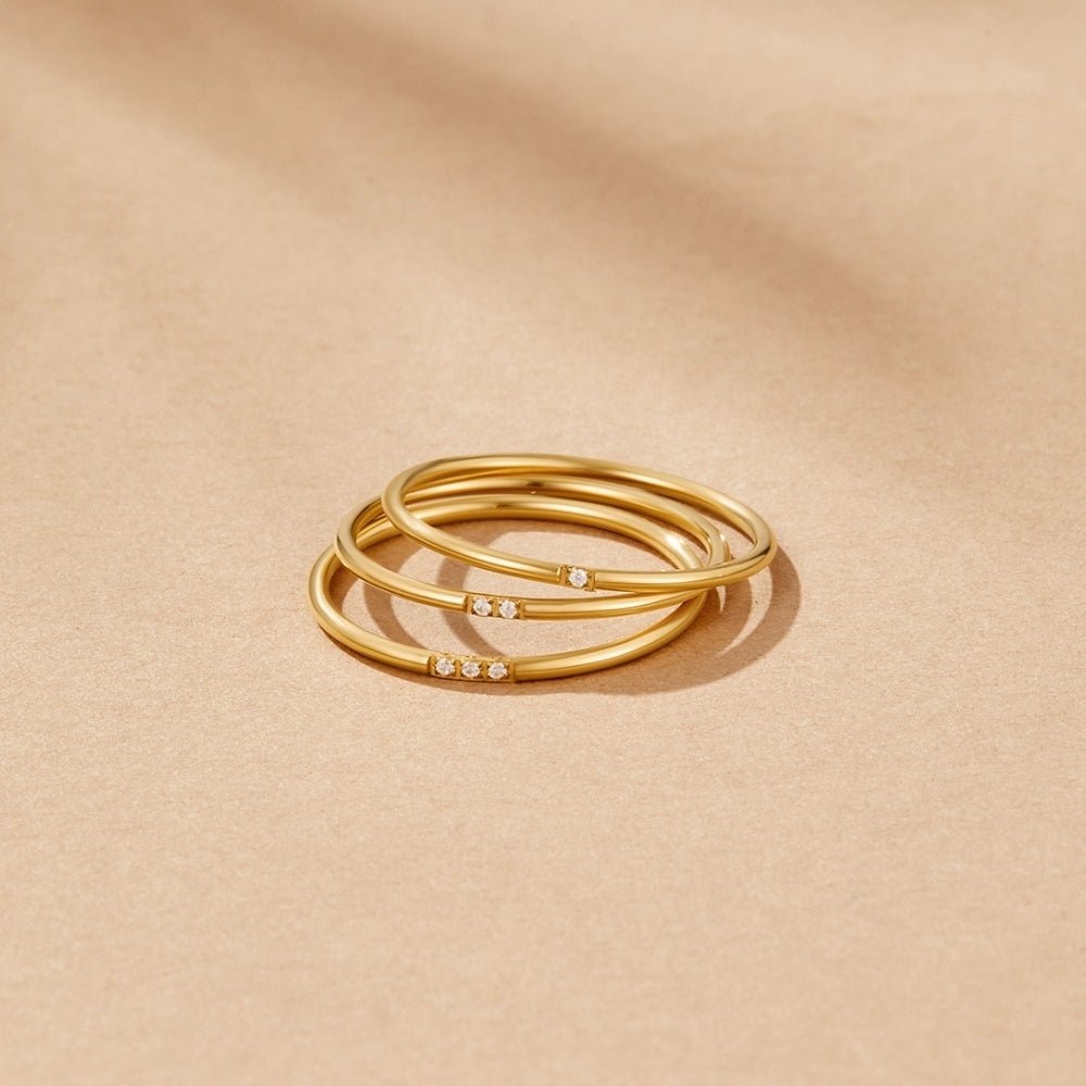 Ensemble de Bagues Eula en Or et Cristal