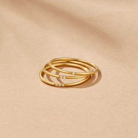 Ensemble de Bagues Eula en Or et Cristal