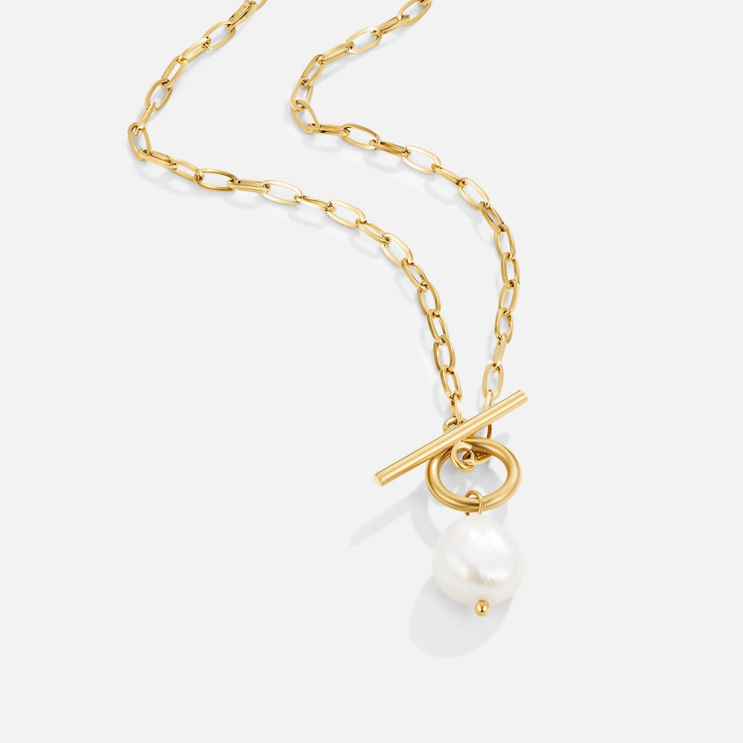 Collier en perles d'eau douce et or Eva