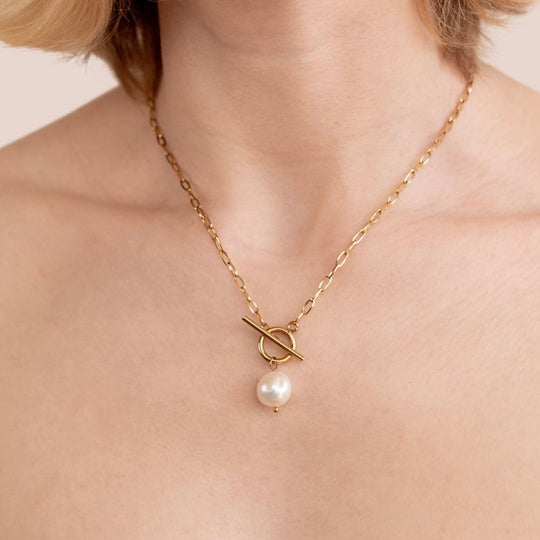 Collier en perles d'eau douce et or Eva