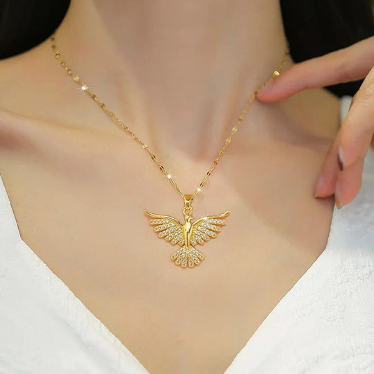 Collier Phoenix en Or Blanc avec Zirconia