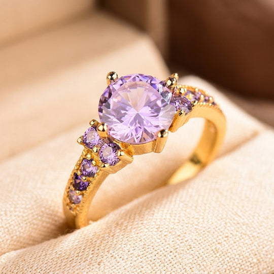 Bague en Améthyste Dorée