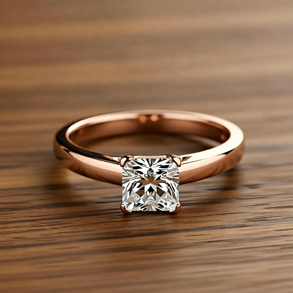 Bague carrée en cristal et or blanc