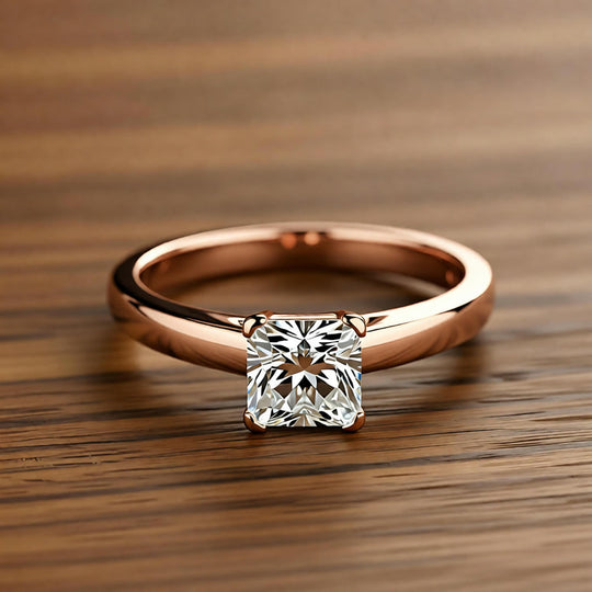 Bague carrée en cristal et or blanc