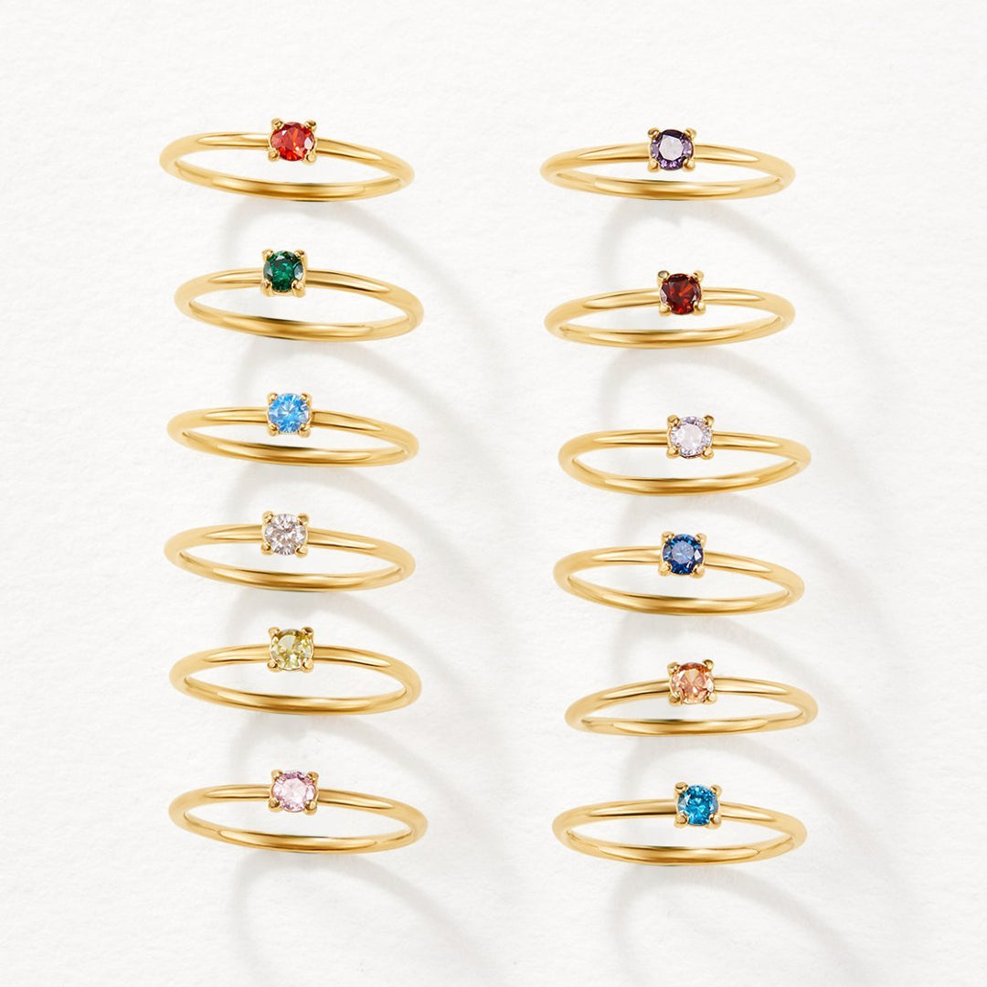 Bague en Or 18K Pierre de Naissance de Février