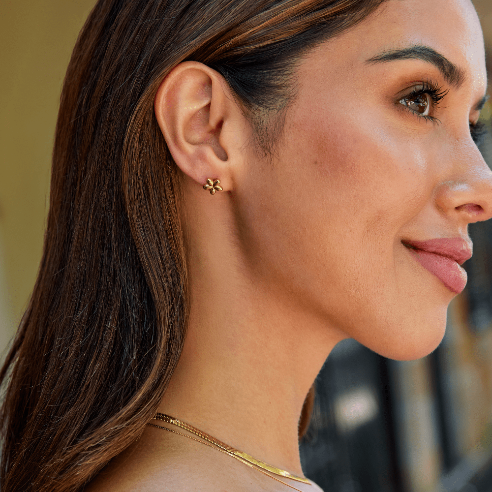 Boucles d'oreilles en acier inoxydable en forme de ballon de fleur