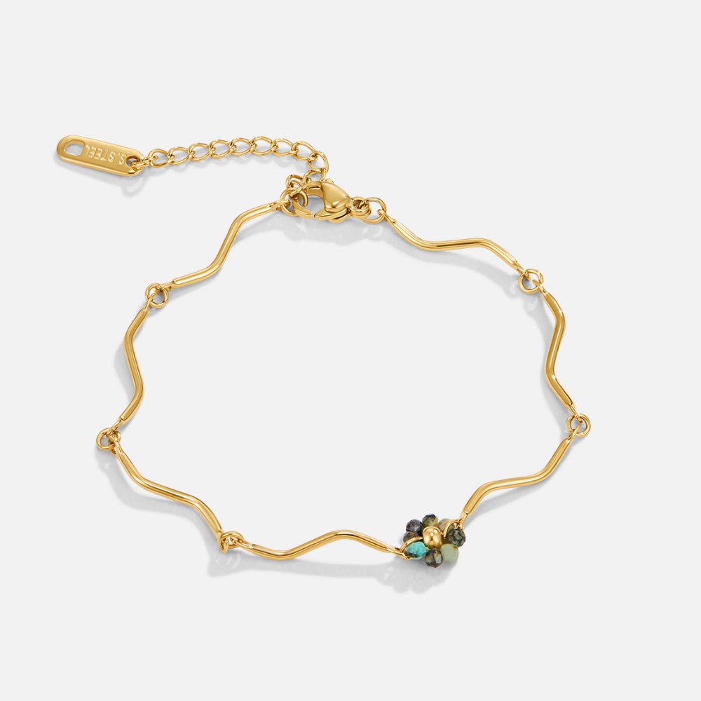 Bracelet en Pierre de Fleur de Forêt en Or