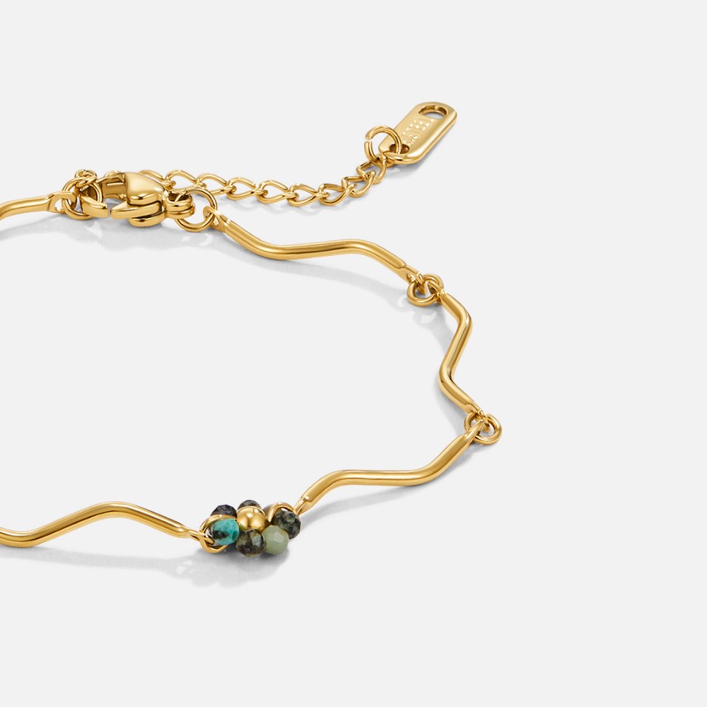 Bracelet en Pierre de Fleur de Forêt en Or