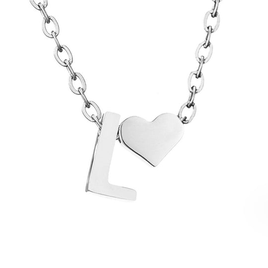 Collier en argent "Amour éternel & Lettre"