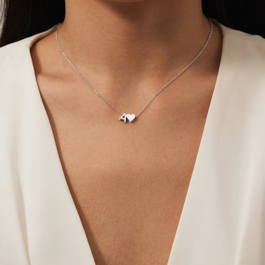 Collier en argent "Amour éternel & Lettre"
