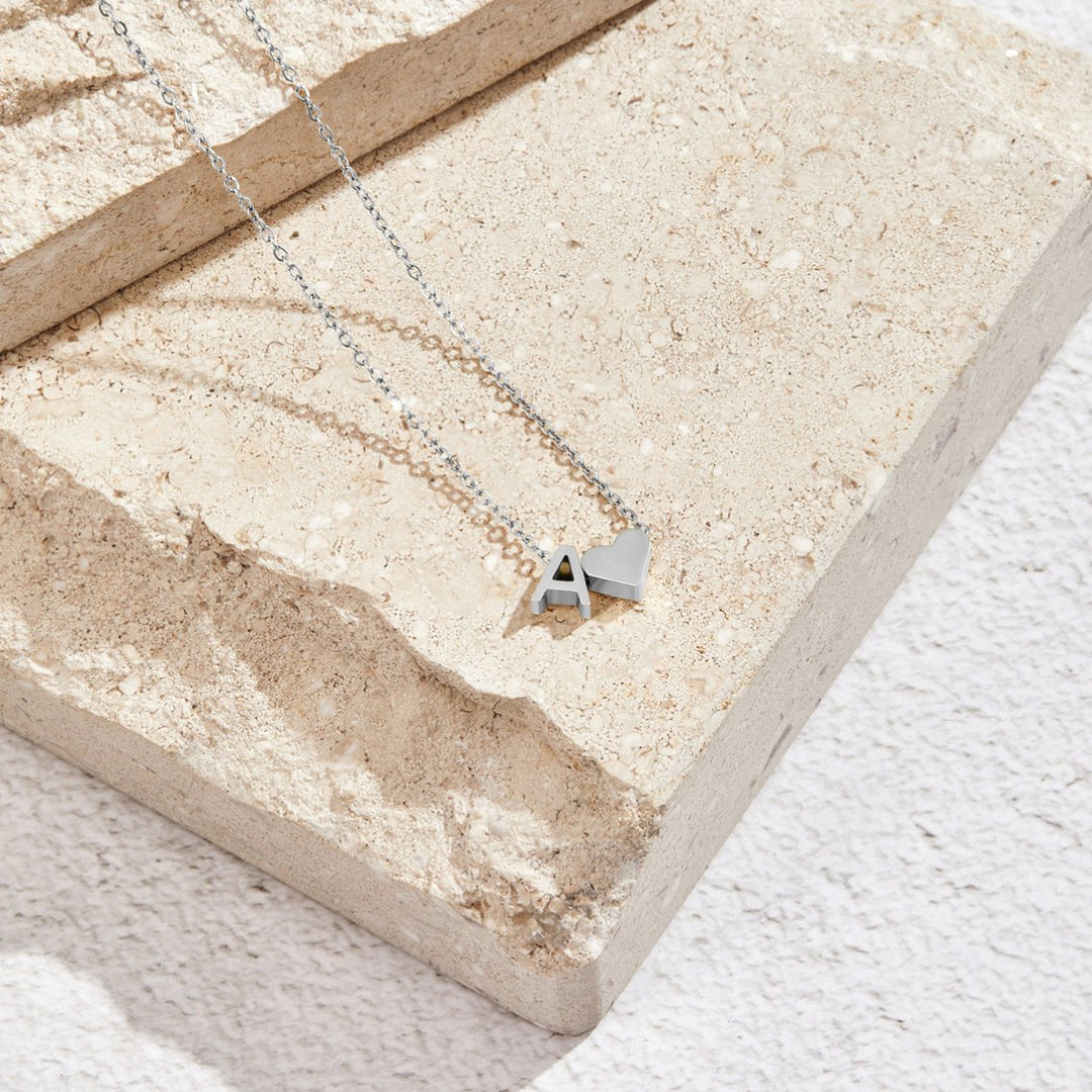 Collier en argent "Amour éternel & Lettre"