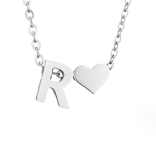 Collier en argent "Amour éternel & Lettre"