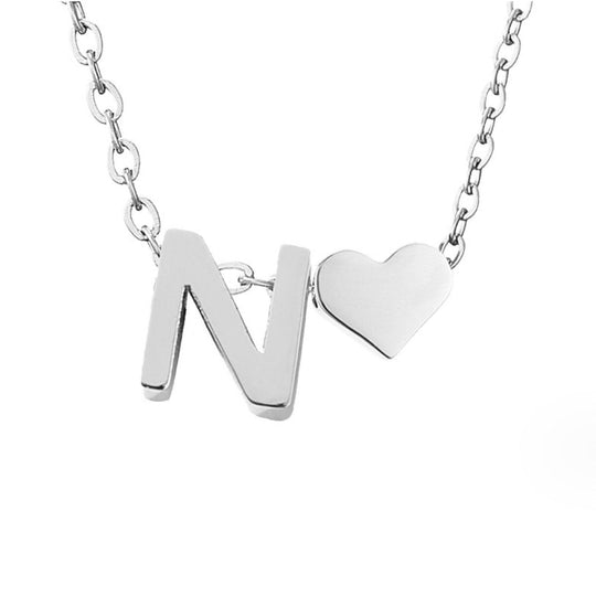 Collier en argent "Amour éternel & Lettre"