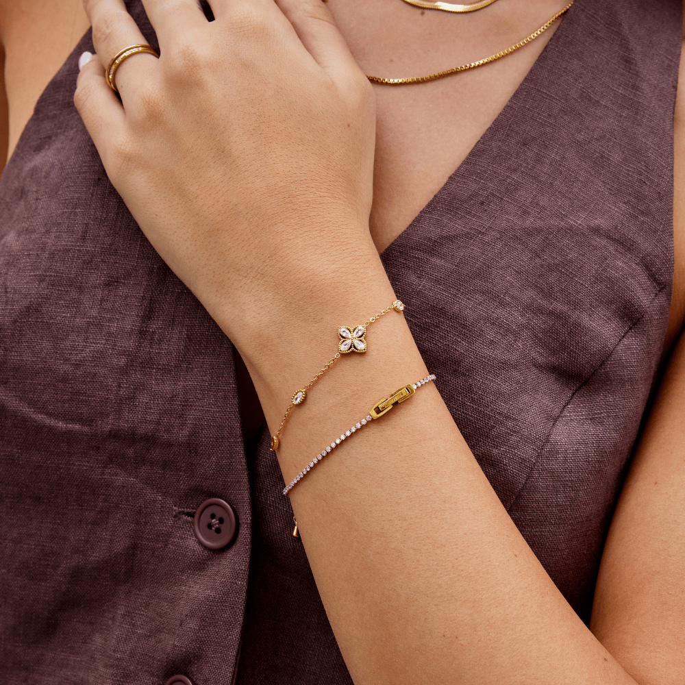 Bracelet en Cristal Trèfle à Quatre Feuilles