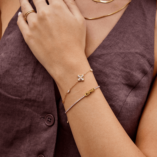 Bracelet en Cristal Trèfle à Quatre Feuilles