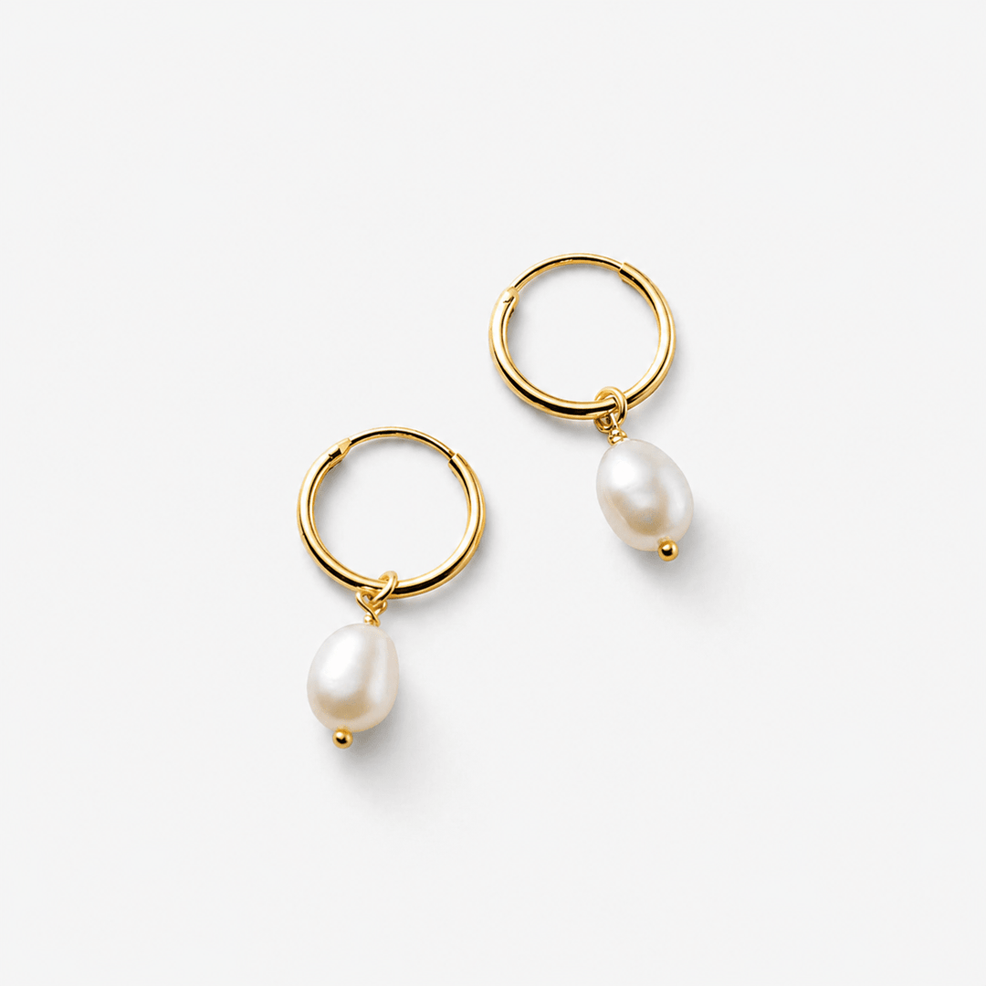 Boucles d'Oreilles Créoles Bella en Perles d'Eau Douce